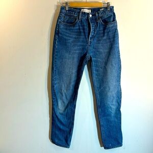 DENIM FORUM Sz 28 Jeans The Nina Store Pipe Button Fly Mid-Wash High Rise Denim